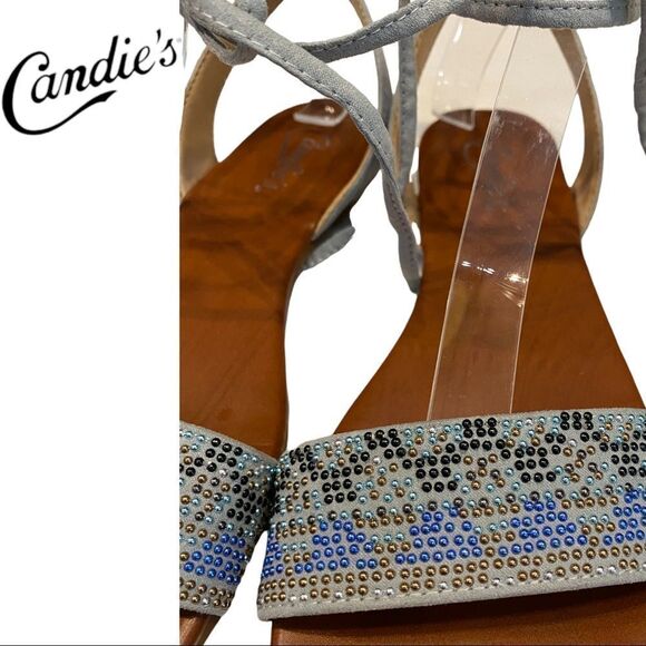 Candie's Women's Colorful Studded Ankle Tie Wrap Sandals 9.5 - Picture 5 of 7